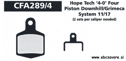 CFA289/4 Zavorna ploščica kolo