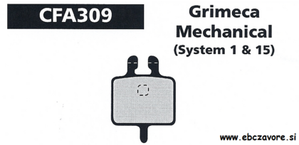 CFA309 Zavorna ploščica kolo
