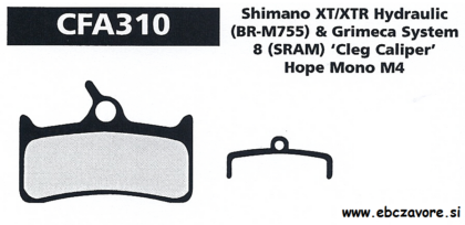 CFA310CO Zavorna ploščica kolo
